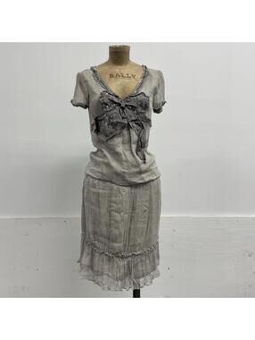 Vintage Y2K Moschino 100% Silk Bow Grey Dress